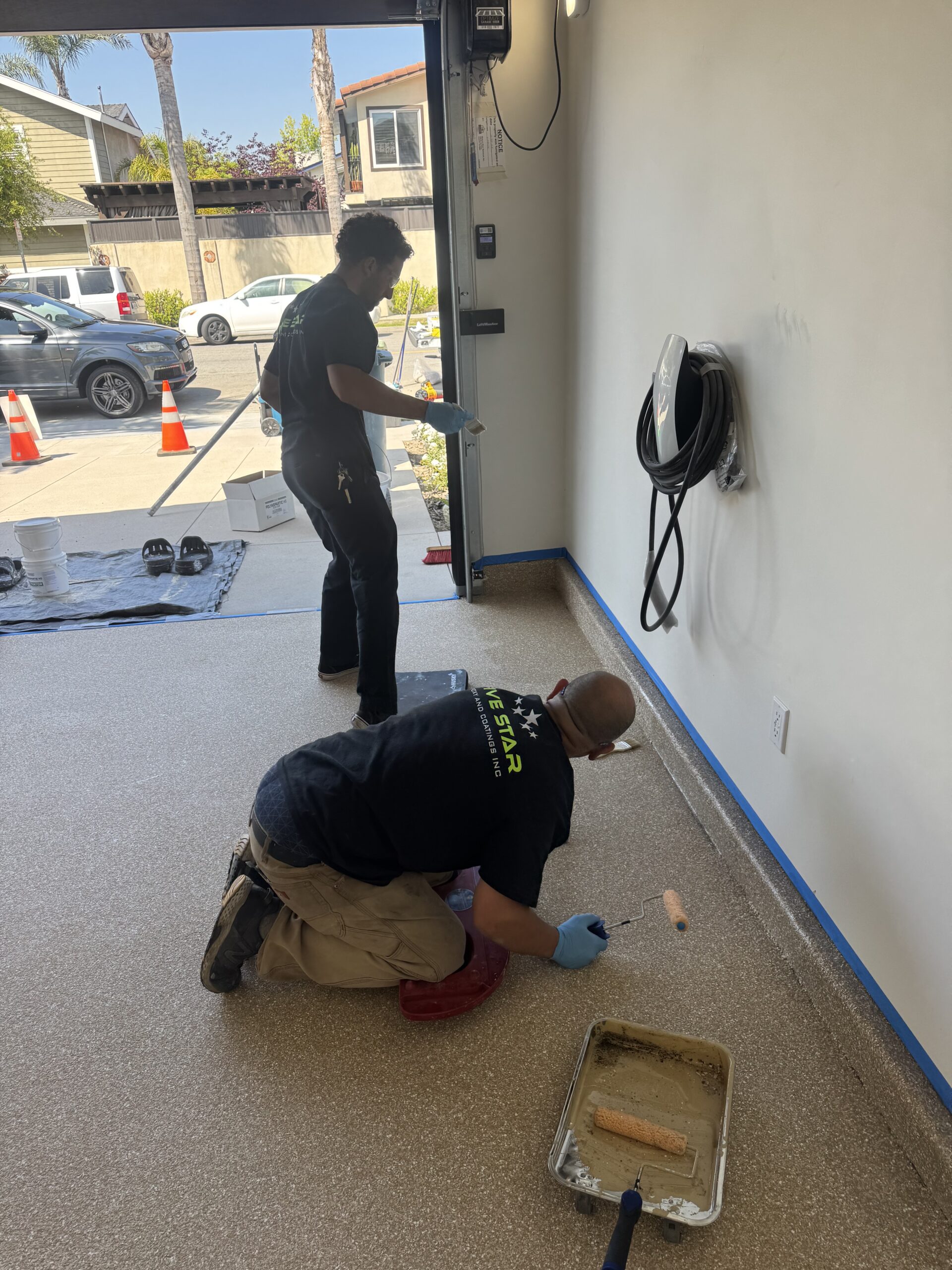 Applying Epoxy Flake Broadcast Polyaspartic Sealer